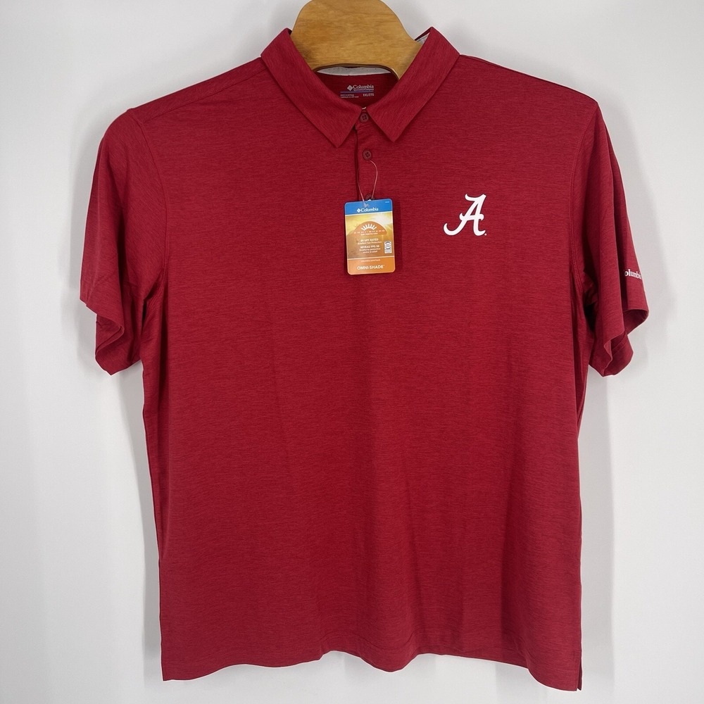 Columbia Alabama Crimson Tide Mens XXL Polo Shirt Red Omni-Shade UPF 50 NWT